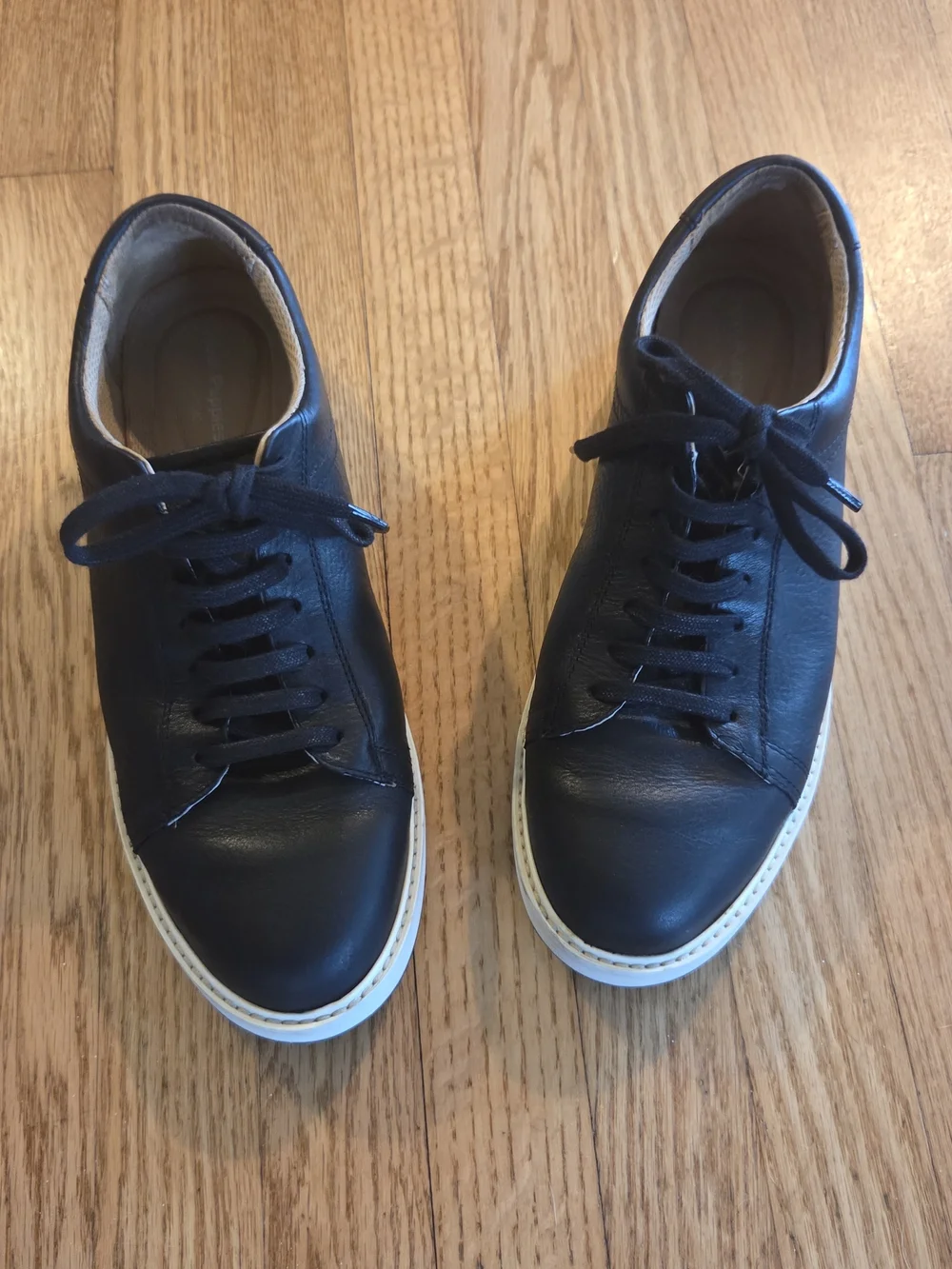 Hush Puppies Black Leather Lace-Up Casual Sneakers